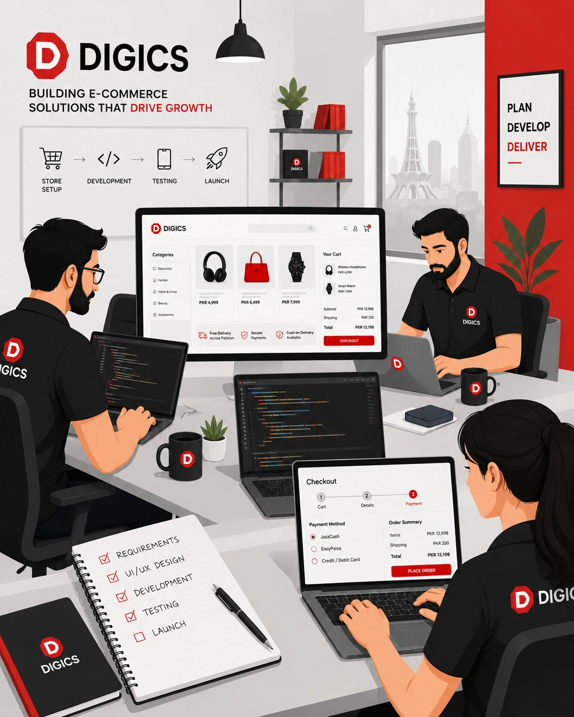 The DIGICS development team building e-commerce websites in Pakistan